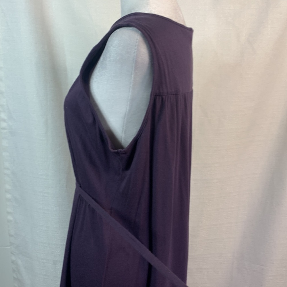Eddie Bauer Plum V- Neck Midi Dress with Tie Waist- NWT - Picture 11 of 14